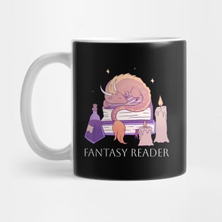 Fantasy reader a cute dragon gardening books illustration Mug